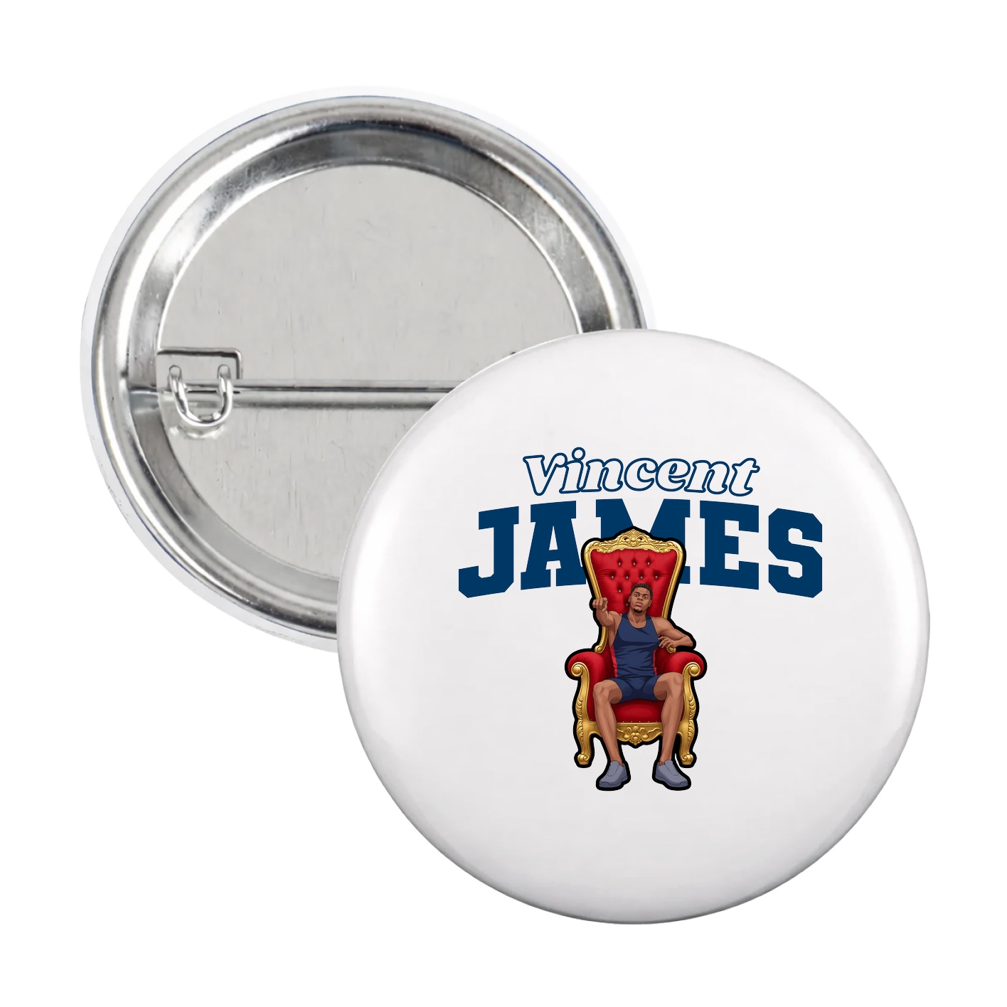 Game Day Button — Name Arch in White