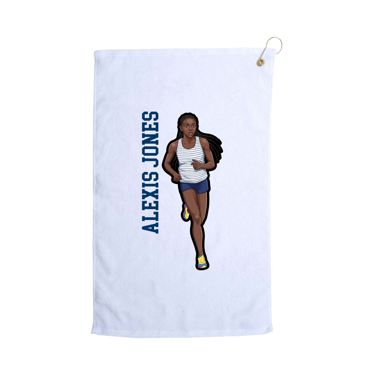 Golf Towel — Name Vertical in White