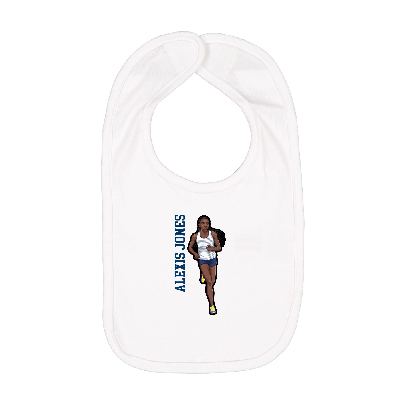 Infant Bib — Name Vertical in White