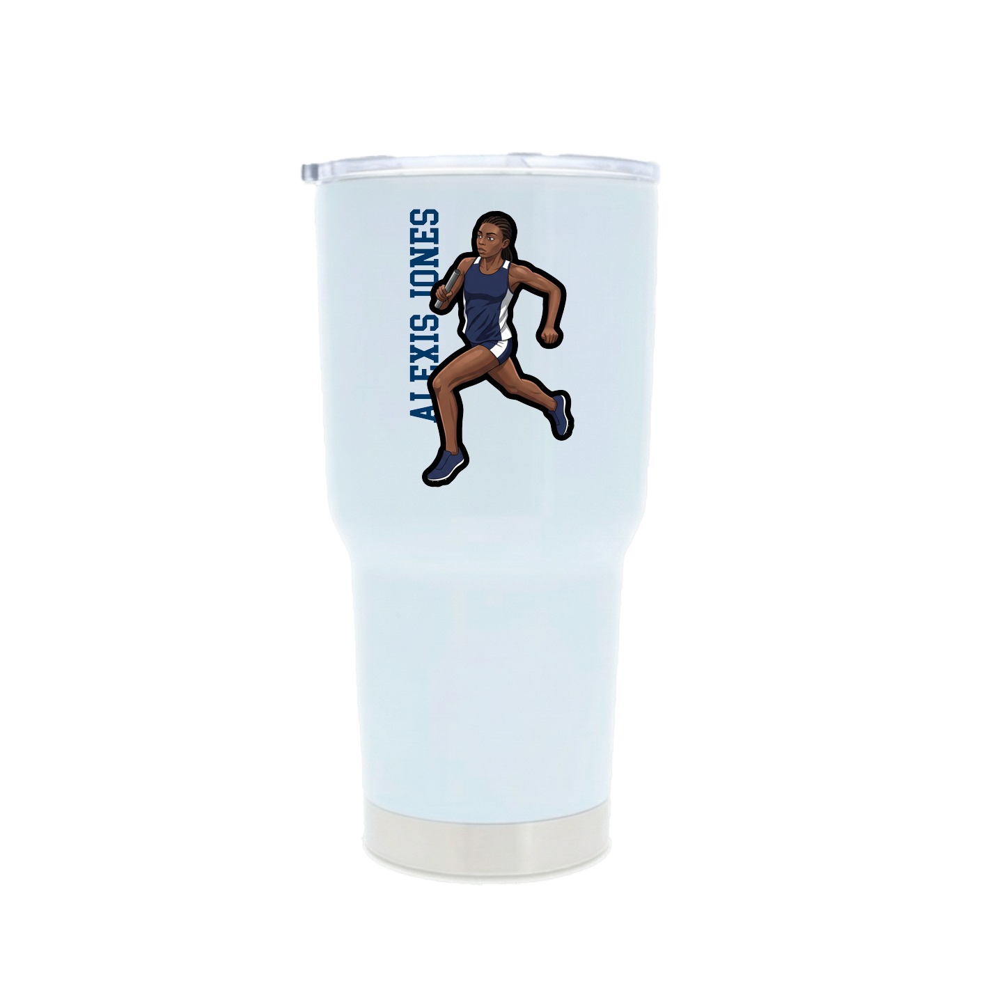 30oz Stainless Steel Tumbler — Name Vertical in White