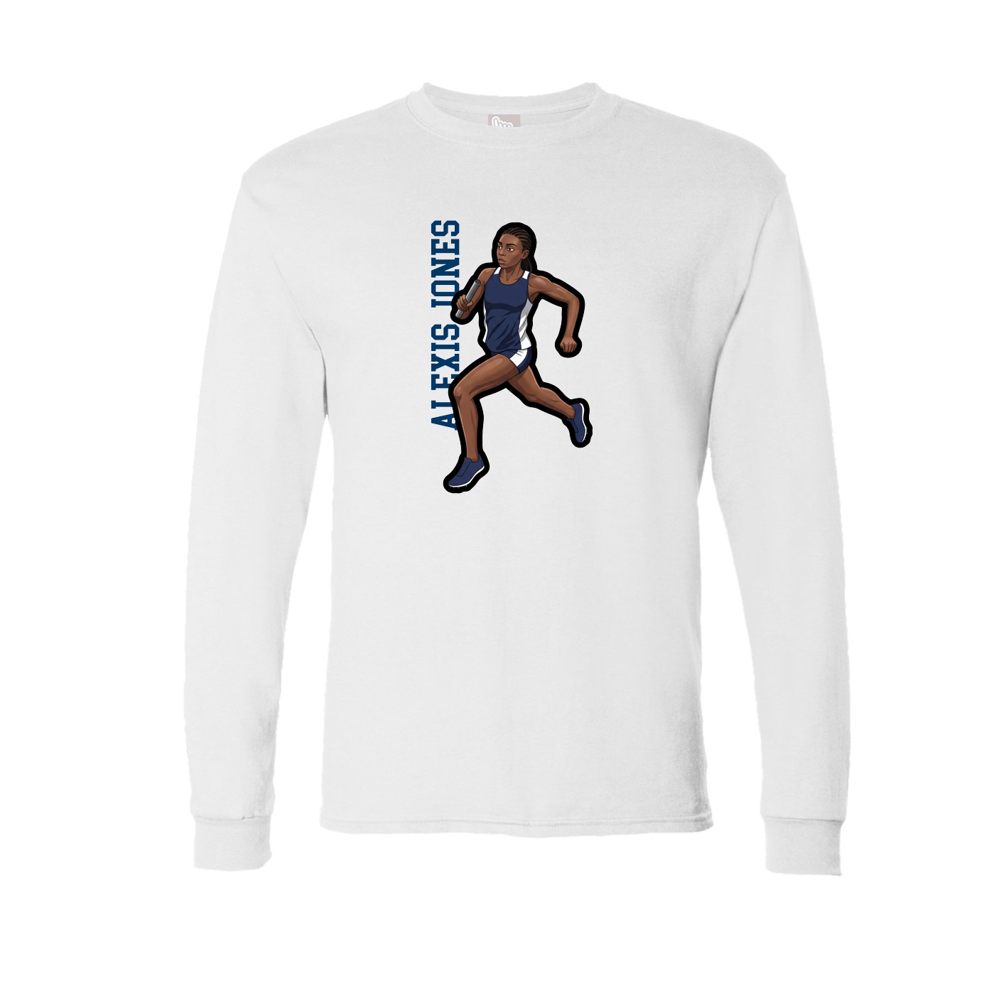 Long Sleeve Tee — Name Vertical in White