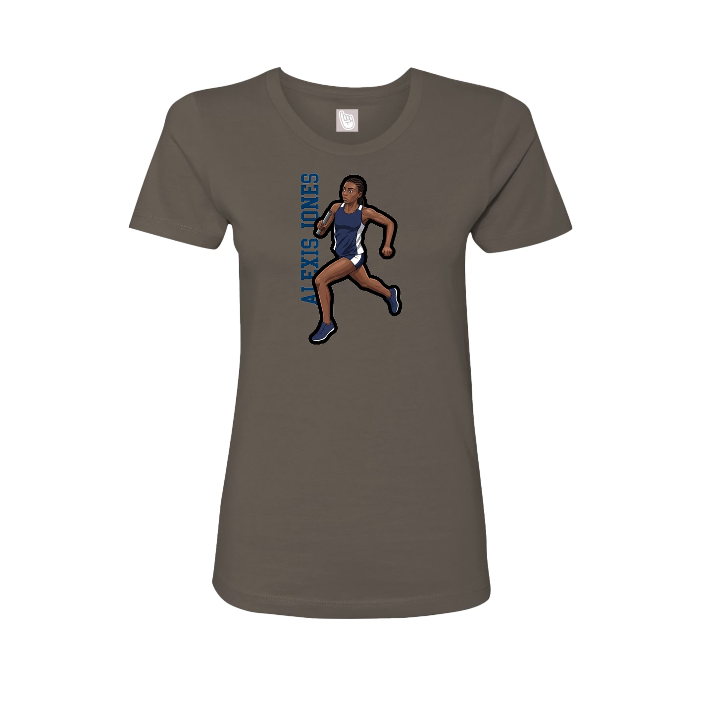 Fitted Women's Tee — Name Vertical in Grey