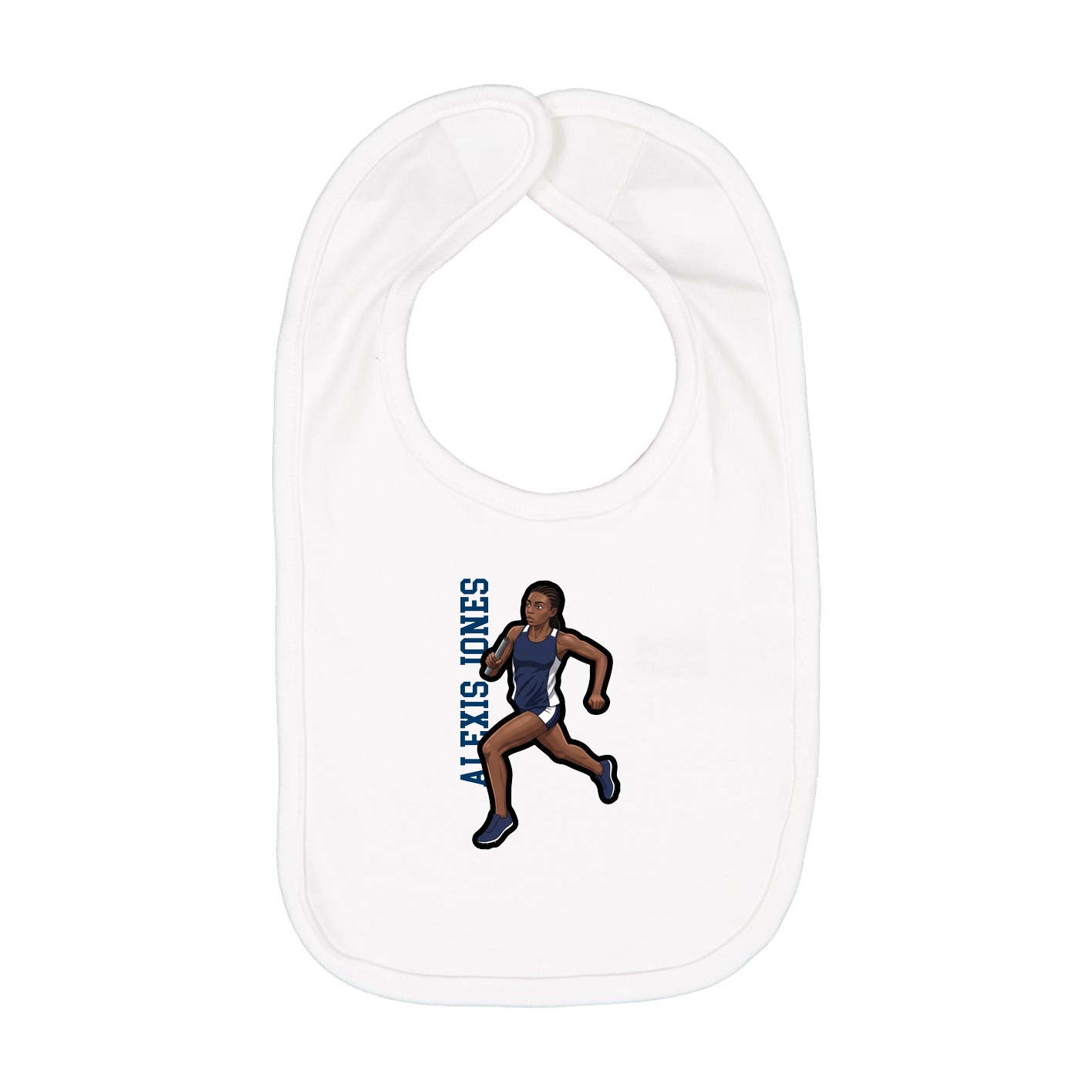 Infant Bib — Name Vertical in White