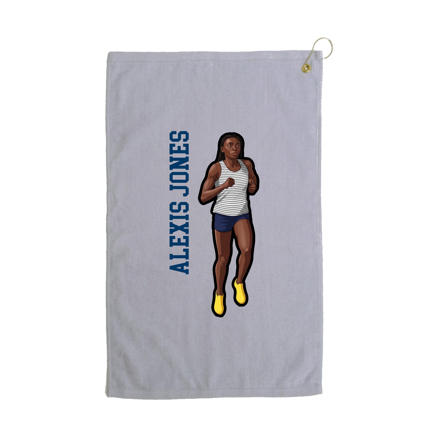 Golf Towel — Name Vertical in Grey