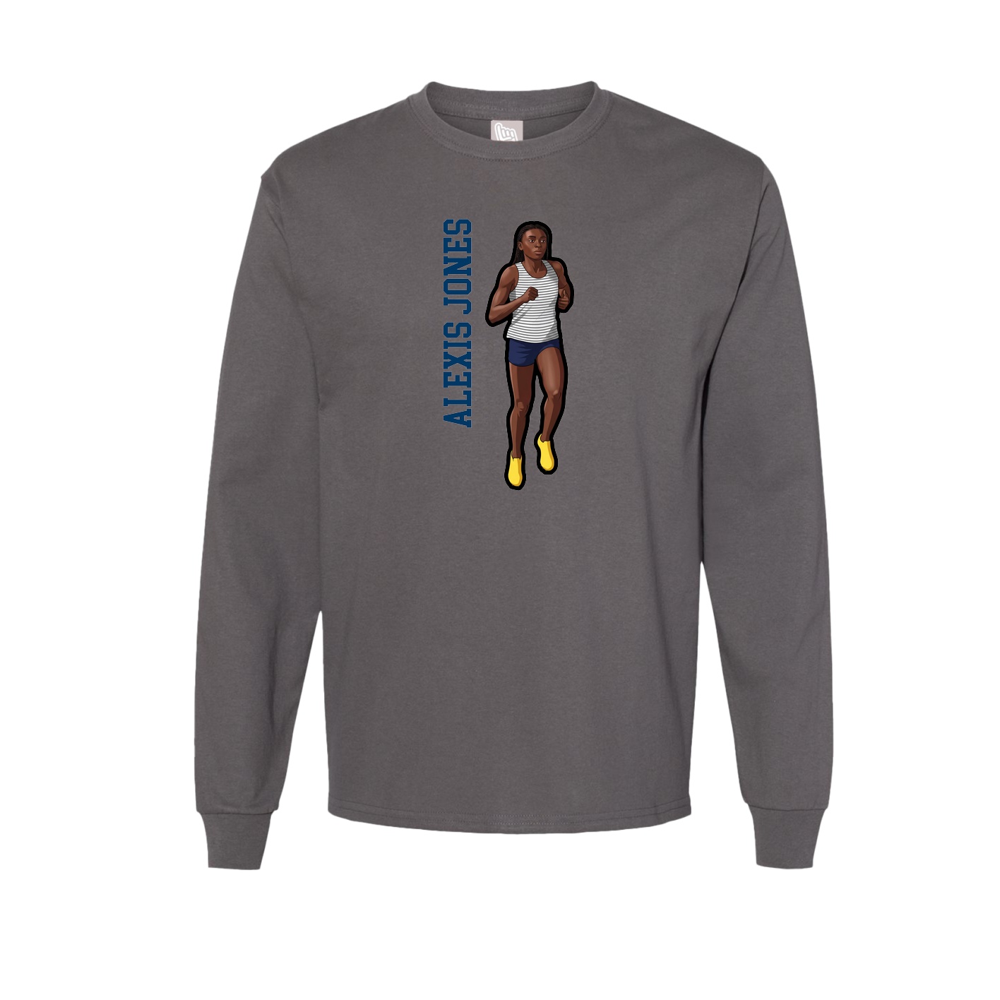 Long Sleeve Tee — Name Vertical in Grey