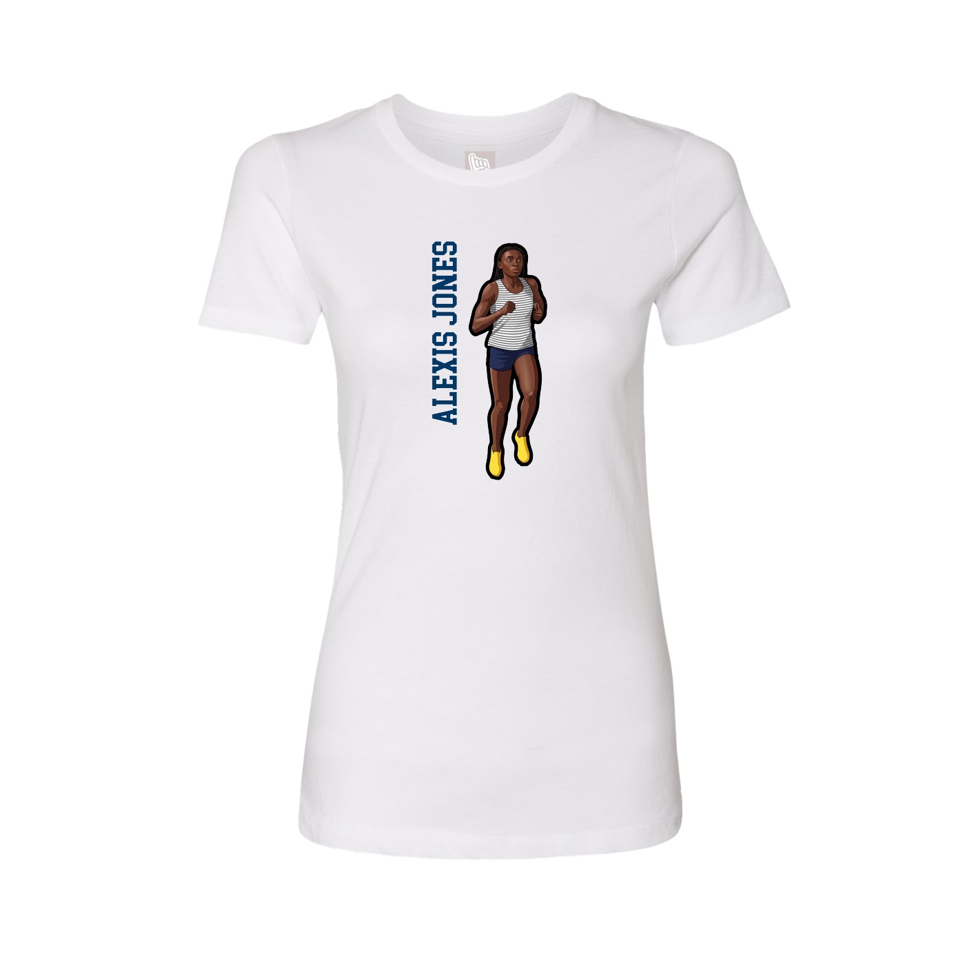 Fitted Women's Tee — Name Vertical in White