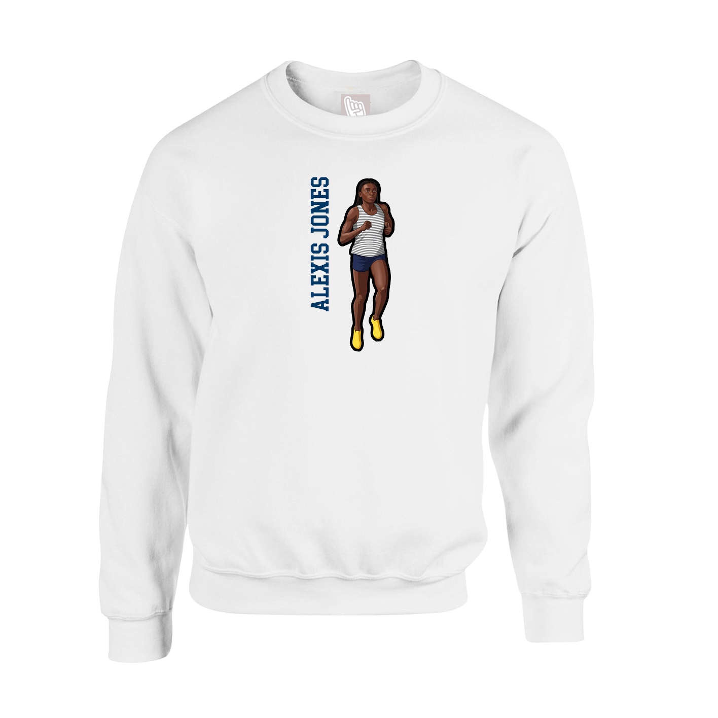 Fleece Crew — Name Vertical in White