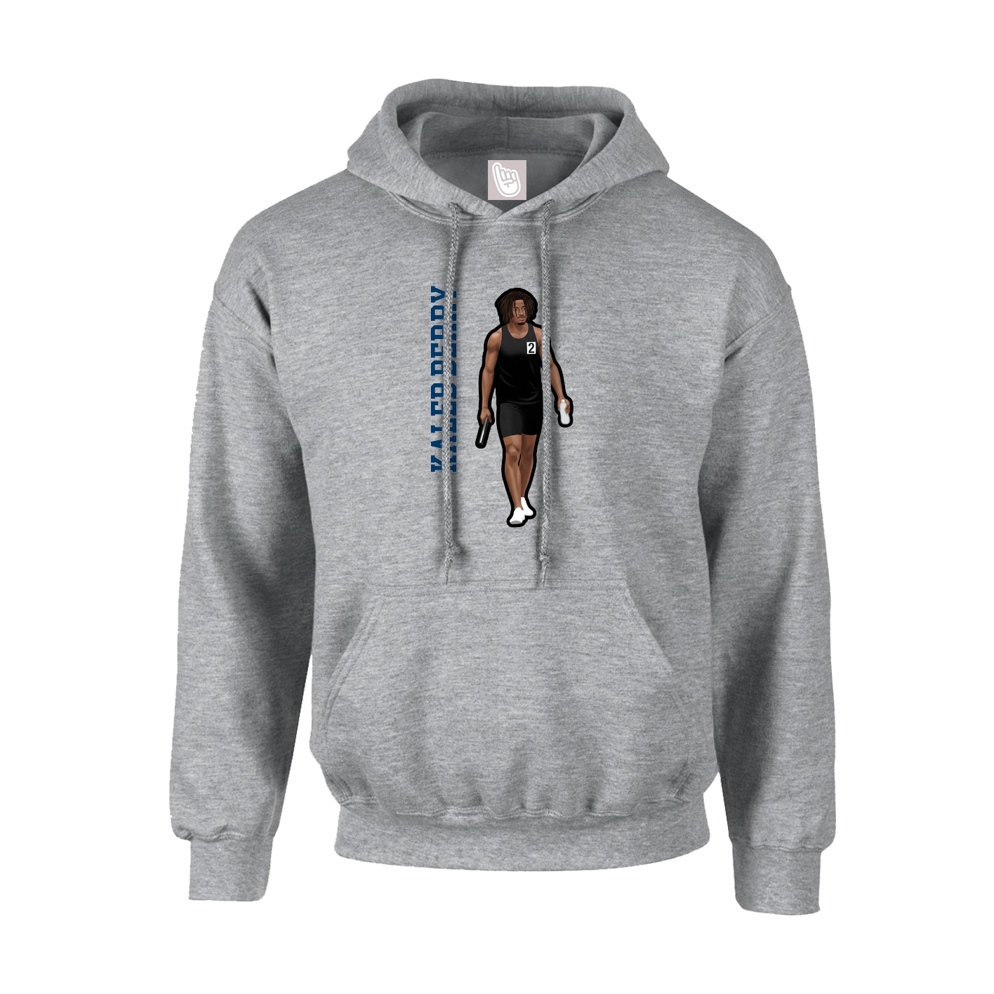 Hoodie — Name Vertical in Grey
