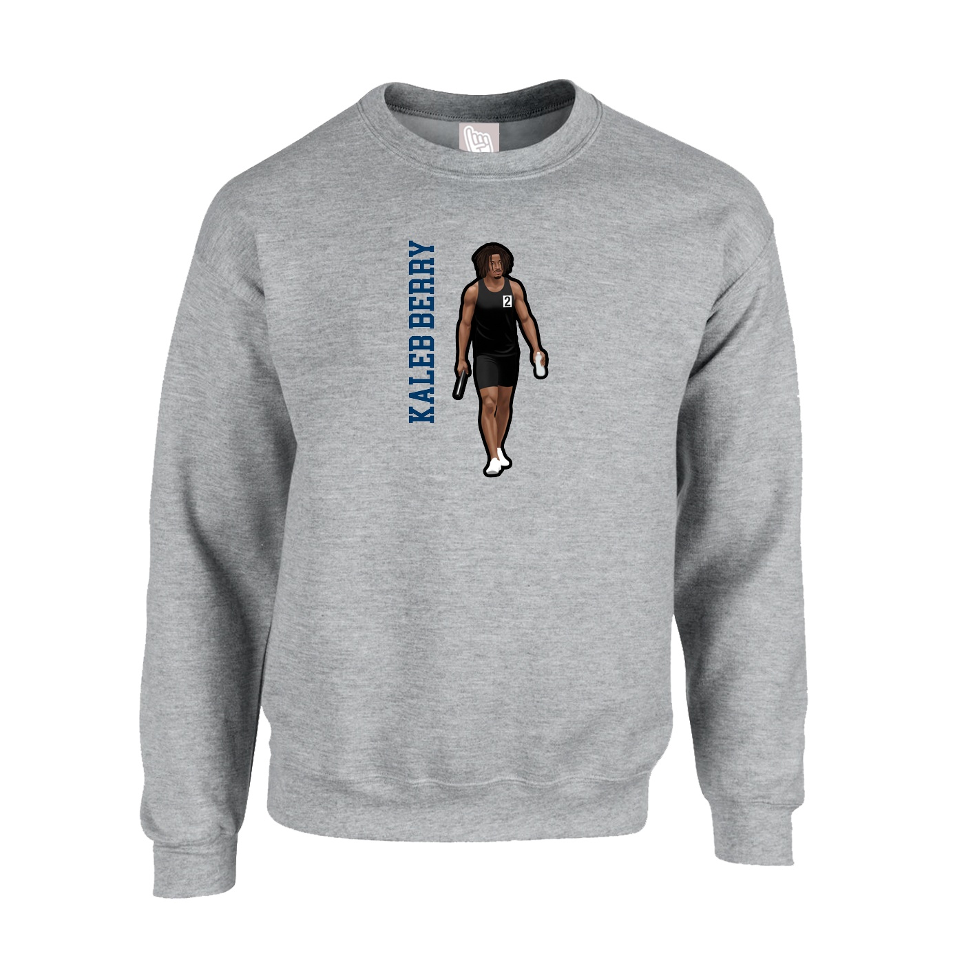 Fleece Crew — Name Vertical in Grey