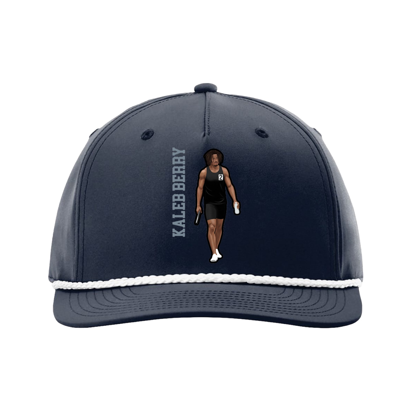Five-Panel Classic Rope Cap — Name Vertical in Navy