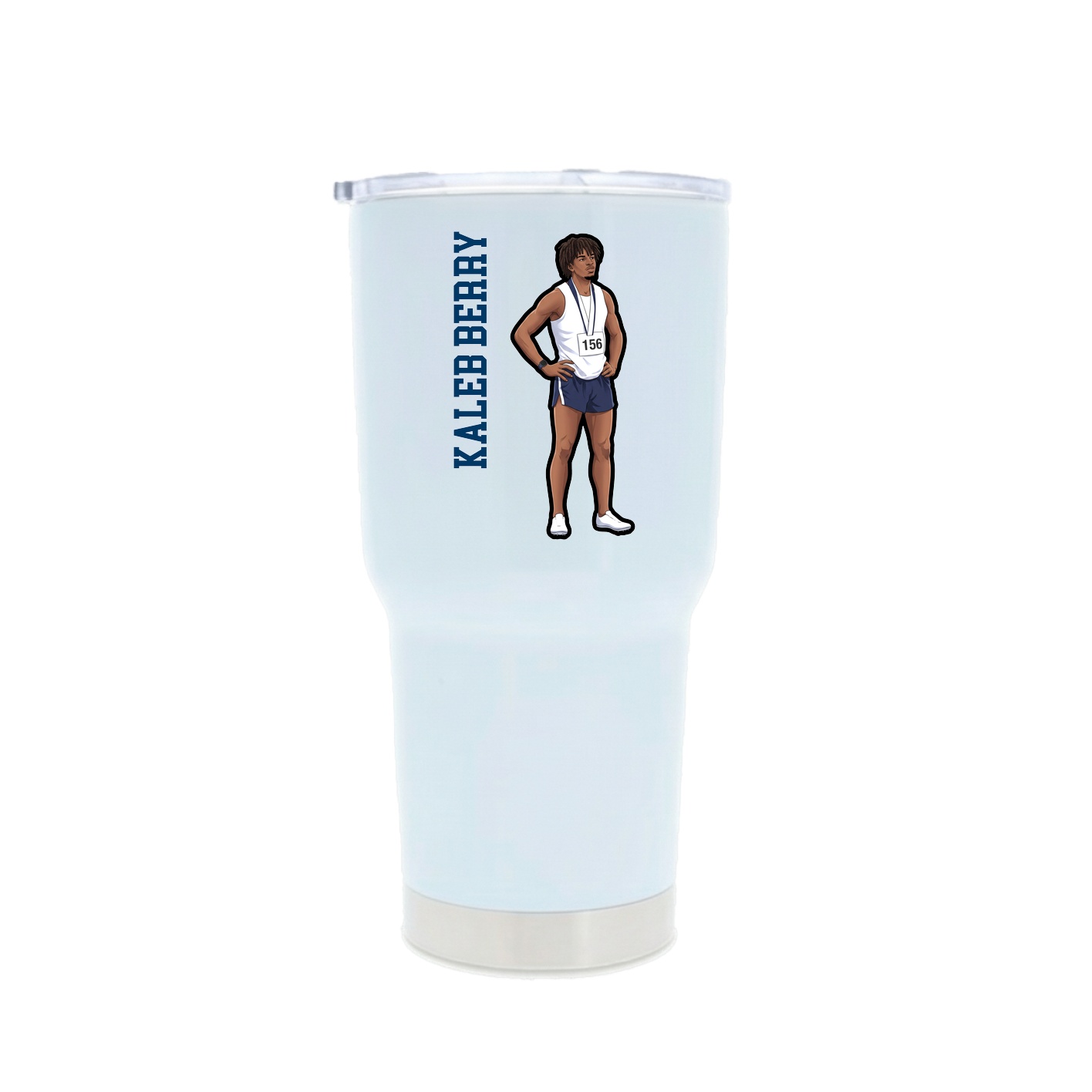30oz Stainless Steel Tumbler — Name Vertical in White