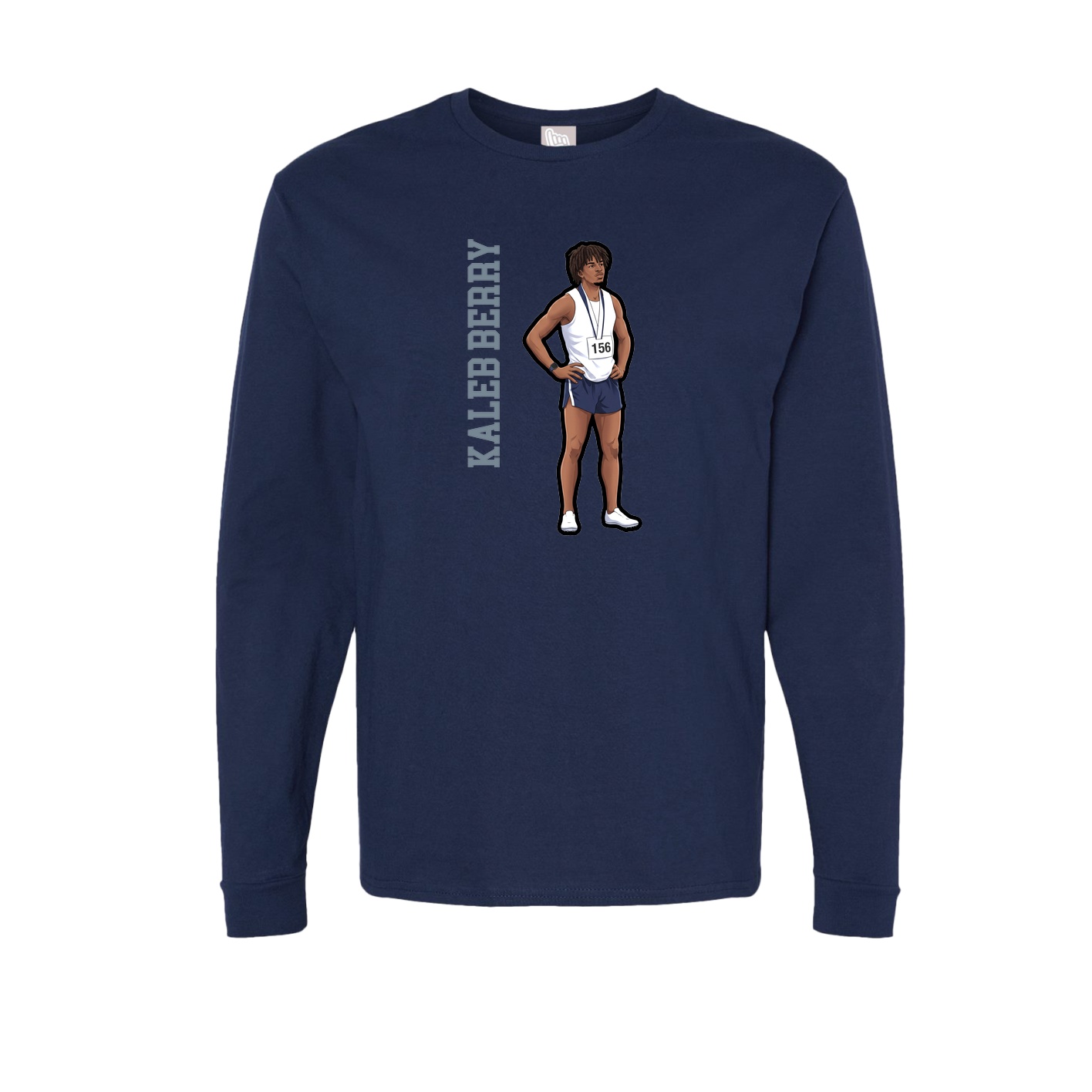 Long Sleeve Tee — Name Vertical in Navy