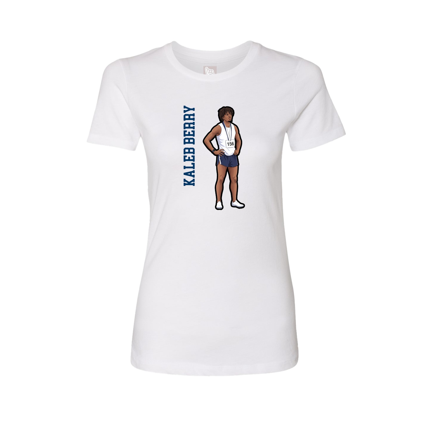 Womens Tee — Name Vertical in White