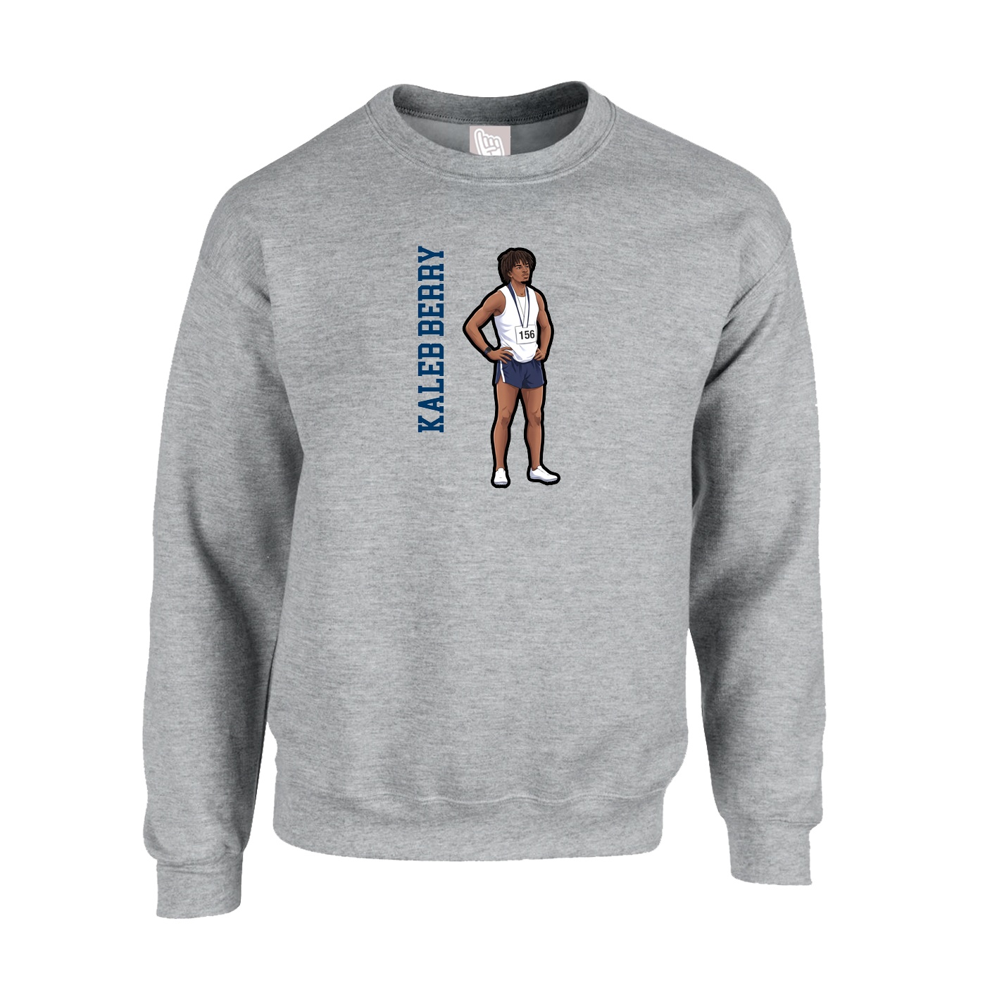 Fleece Crew — Name Vertical in Grey