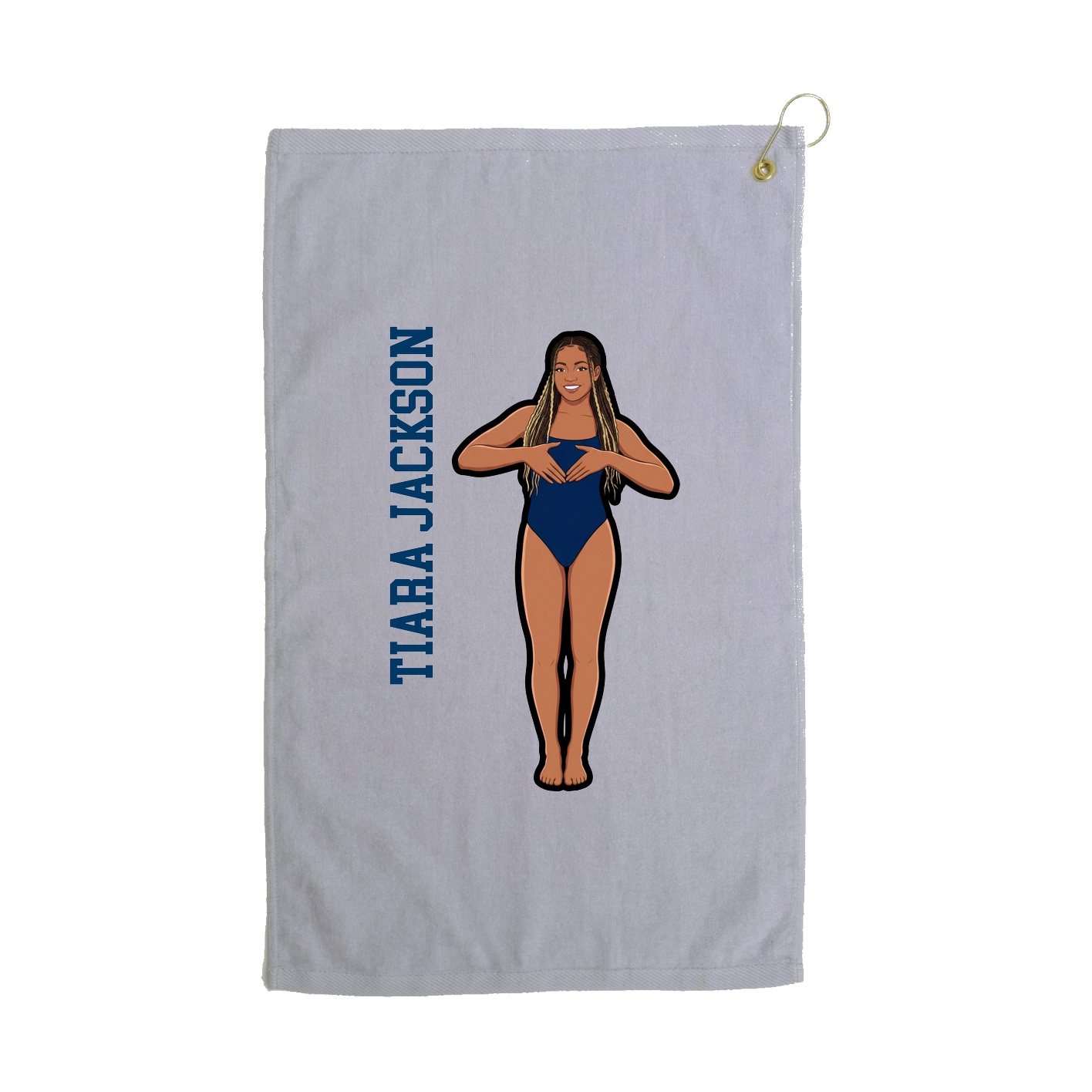 Golf Towel — Name Vertical in Grey