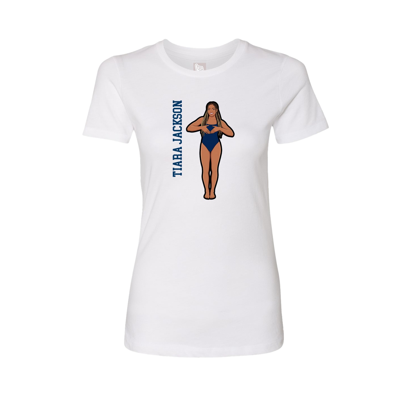 Fitted Women's Tee — Name Vertical in White