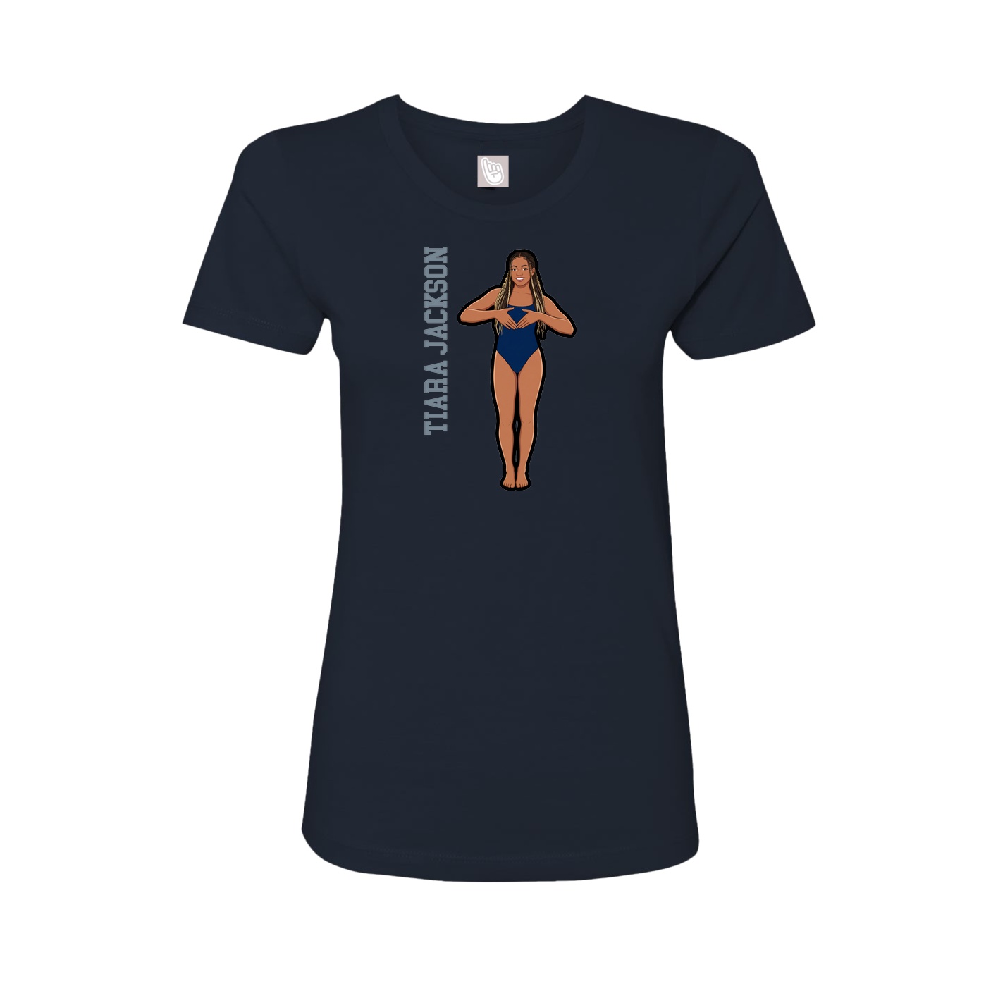 Womens Tee — Name Vertical in Navy