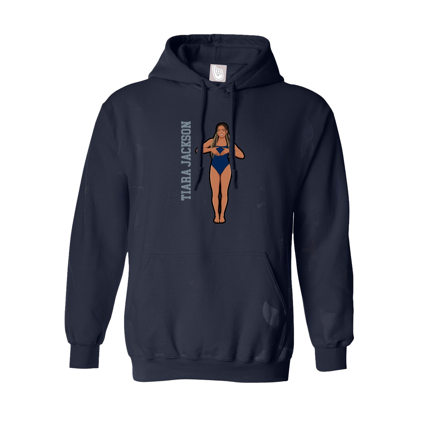 Hoodie — Name Vertical in Navy