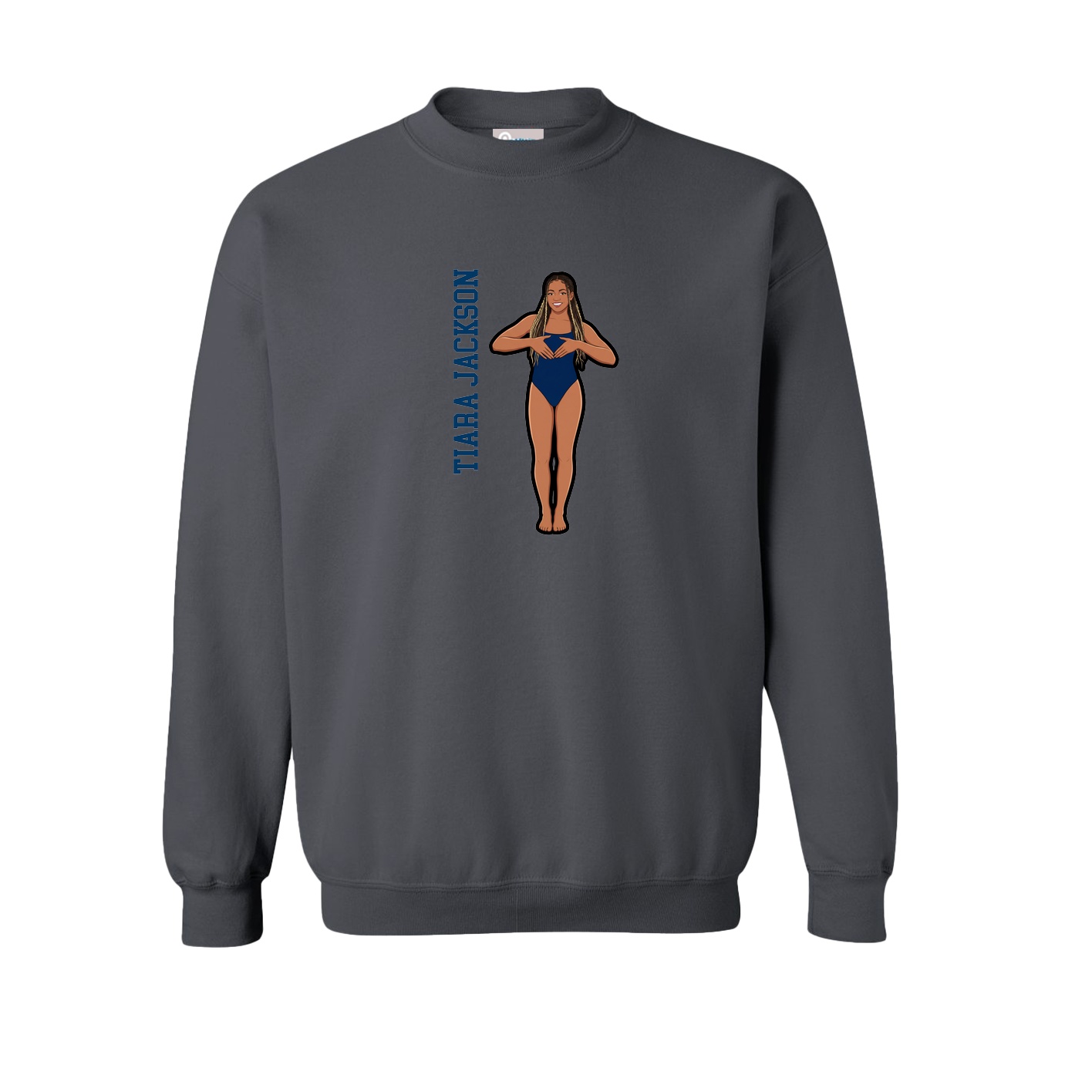 Fleece Crew — Name Vertical in Grey