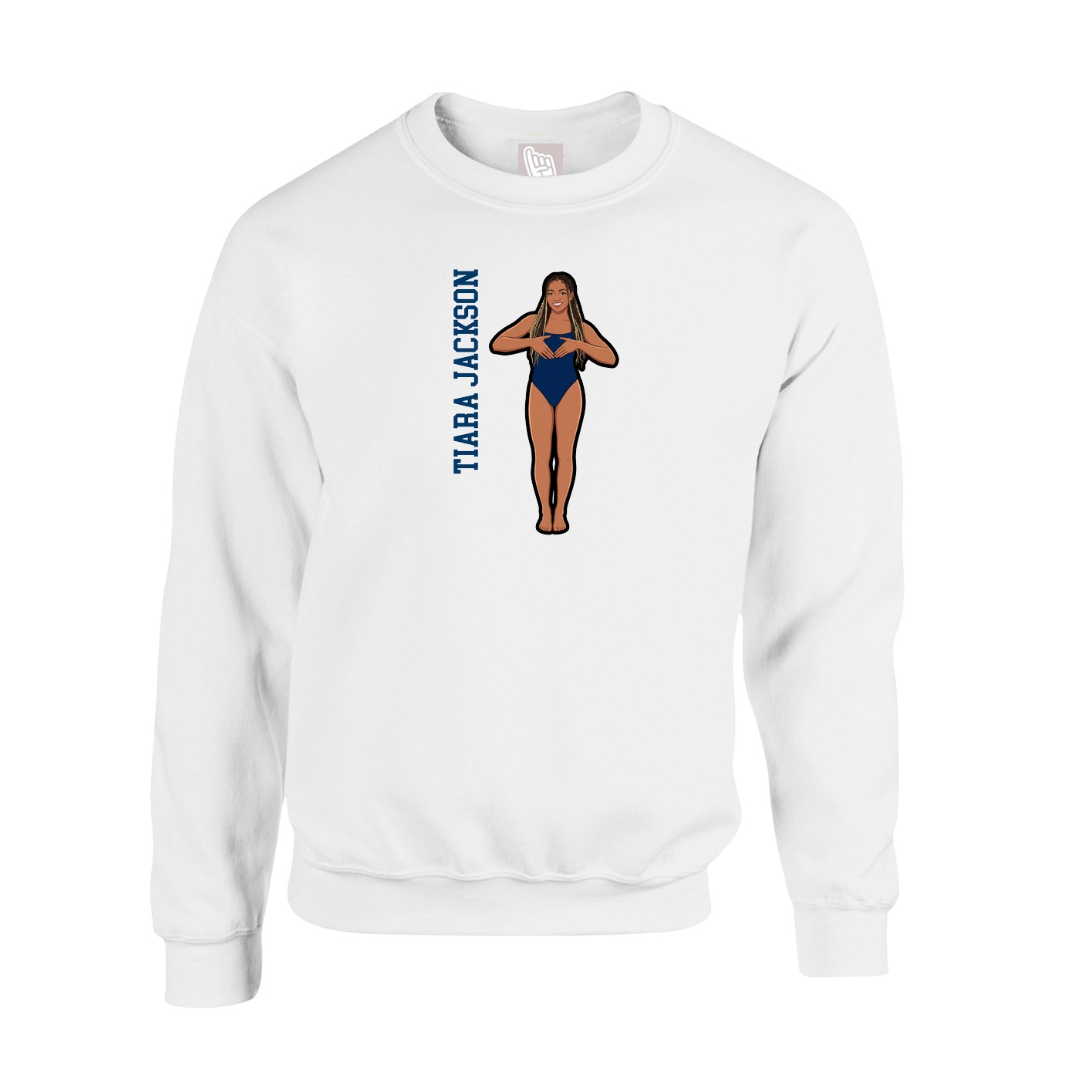 Fleece Crew — Name Vertical in White