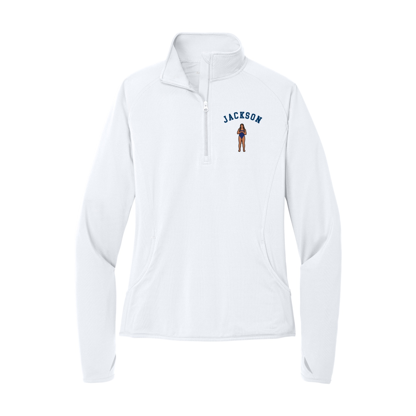 Women's Q-Zip Pullover — Shirsey Arch in White