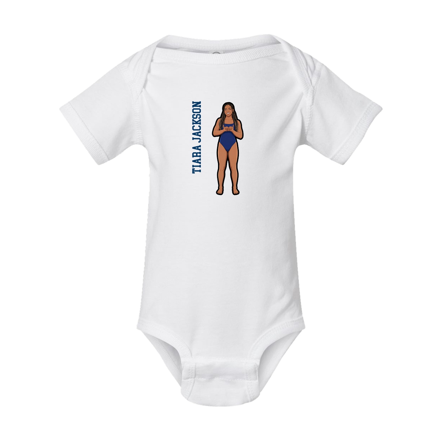Baby Onesie — Name Vertical in White