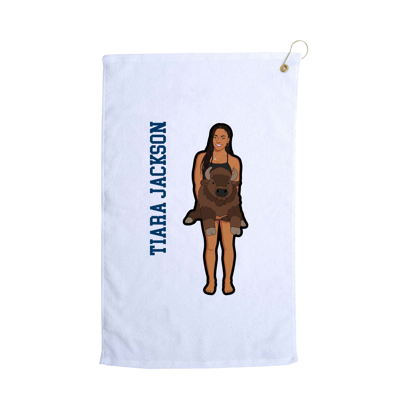 Golf Towel — Name Vertical in White
