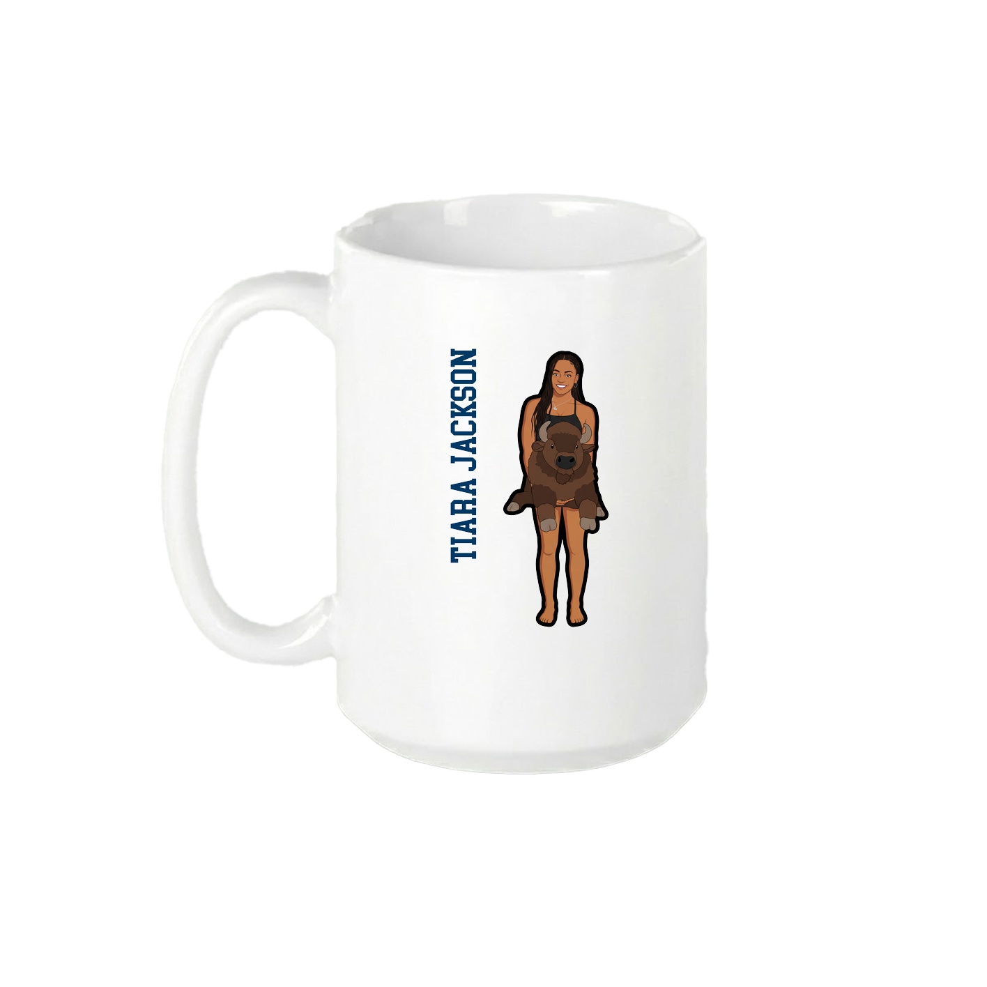 15oz Coffee Mug — Name Vertical in White