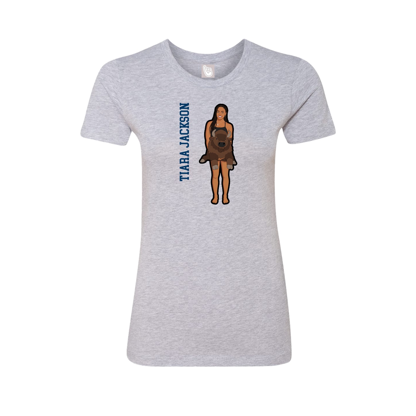 Womens Tee — Name Vertical in Grey