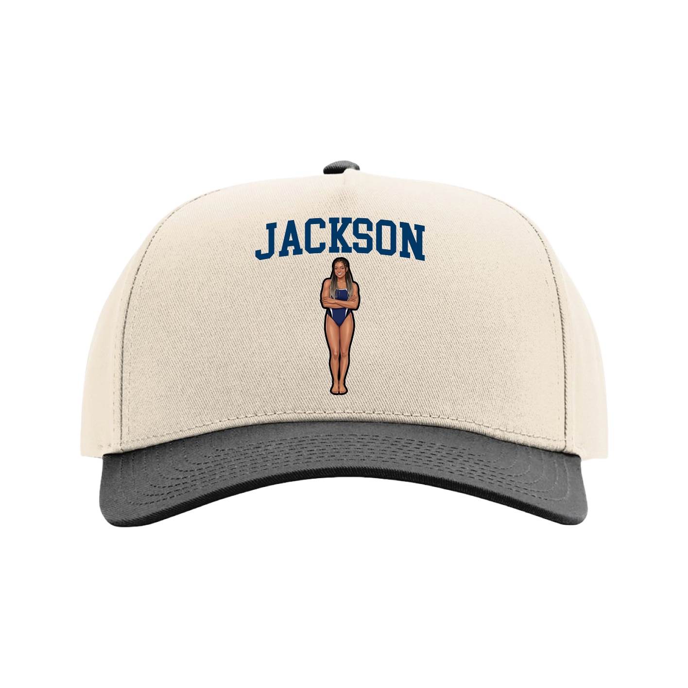 Full Fabric Five-Panel Champ Cap — Shirsey in Cream/Black