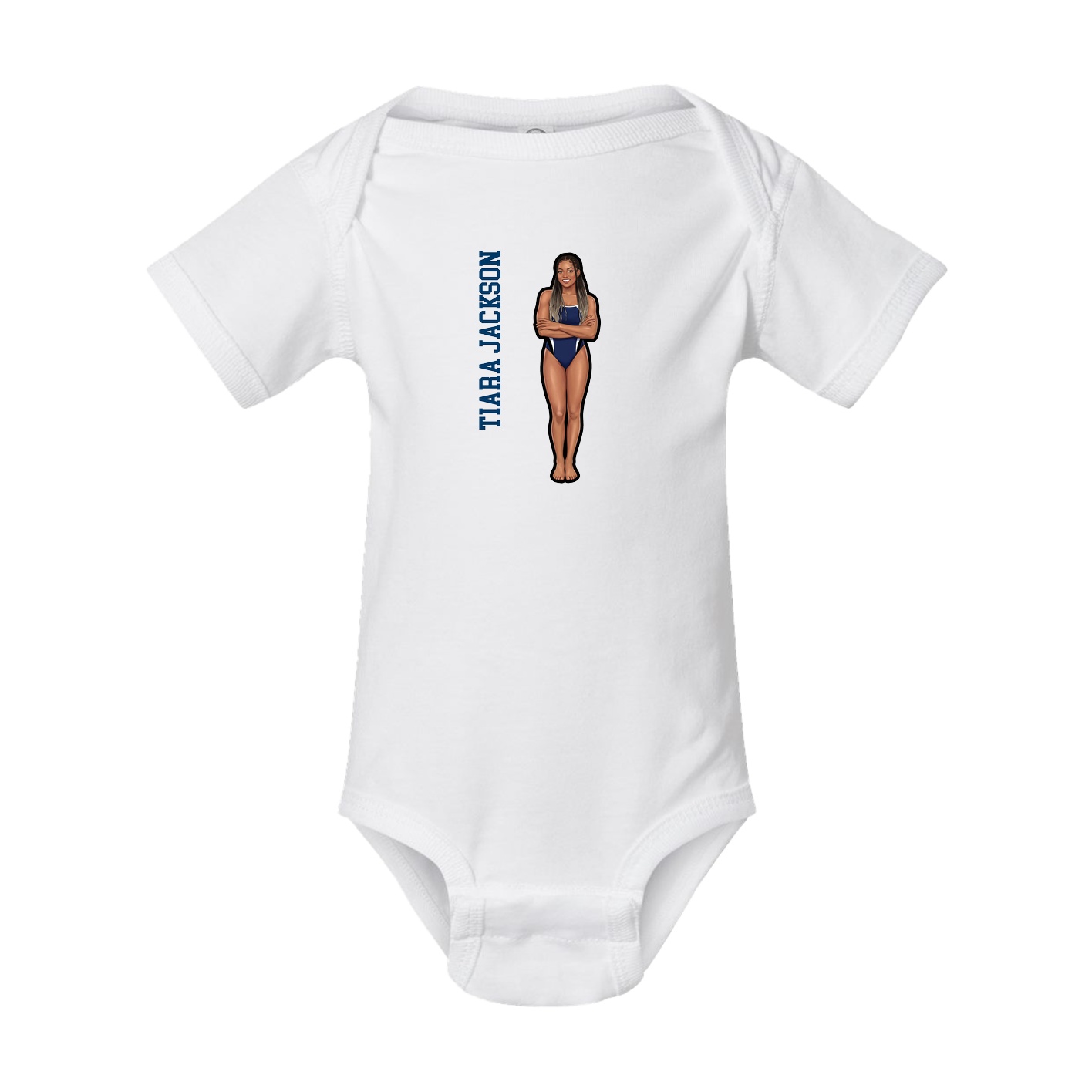 Baby Onesie — Name Vertical in White
