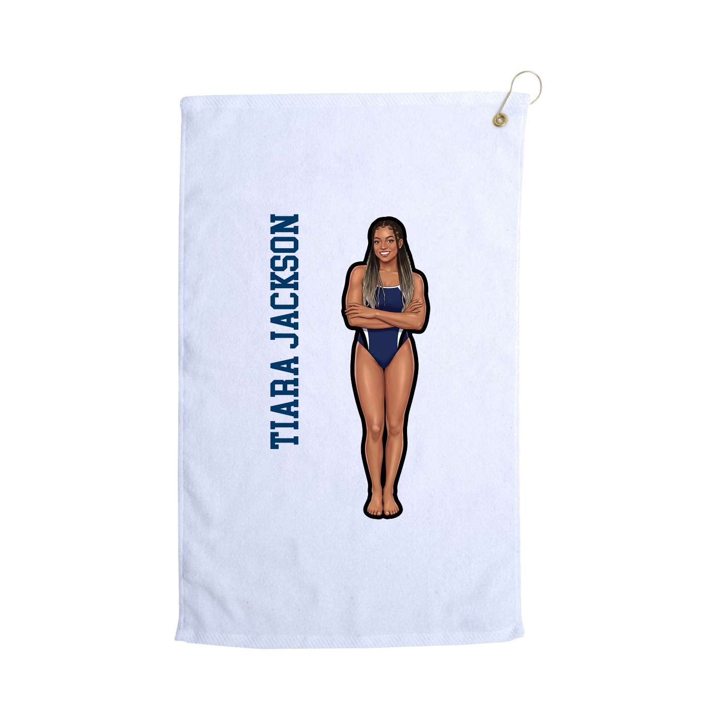 Golf Towel — Name Vertical in White