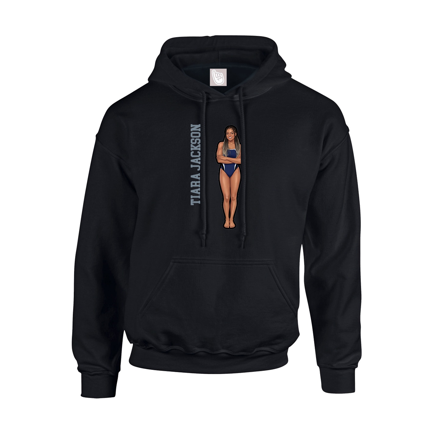 Hoodie — Name Vertical in Black