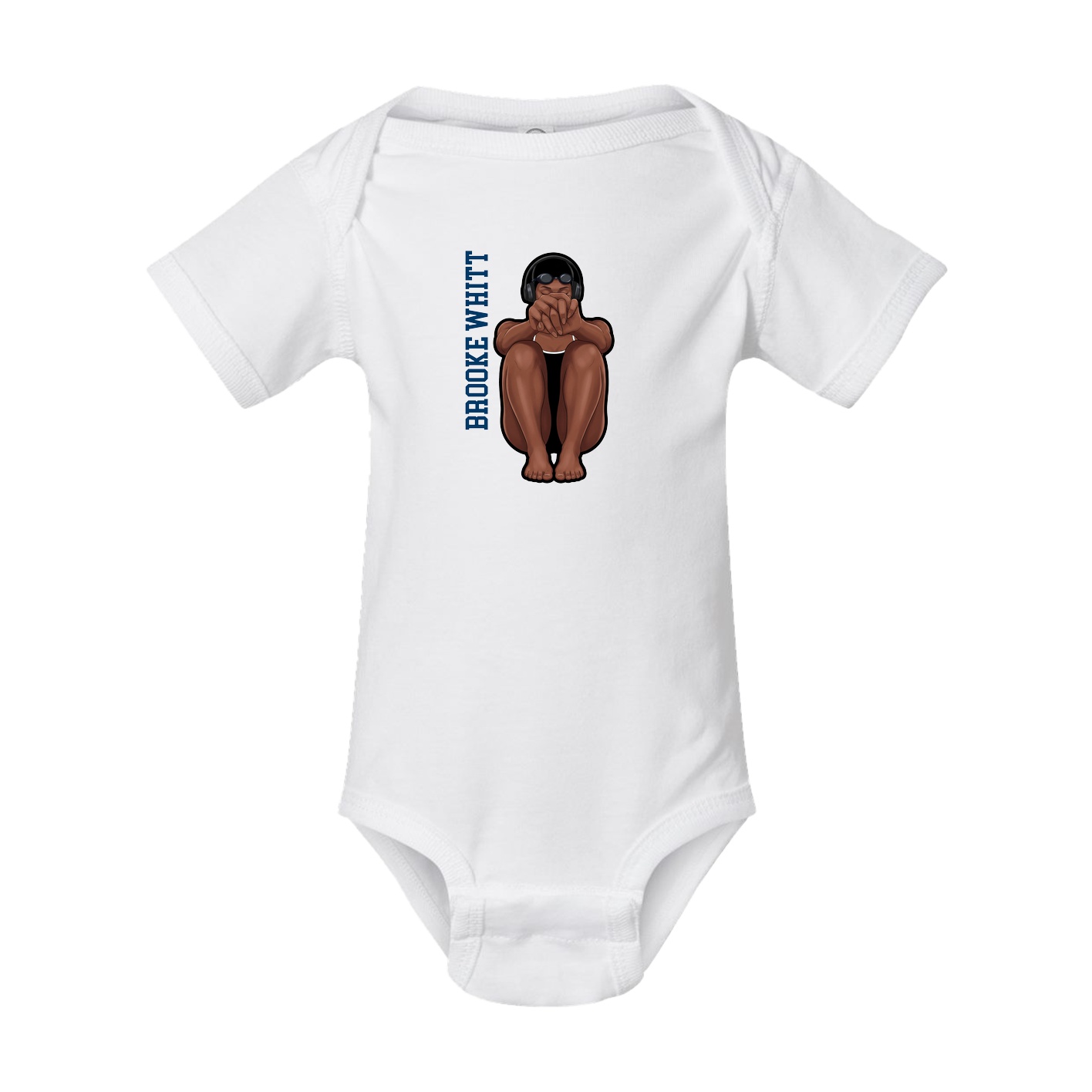 Baby Onesie — Name Vertical in White