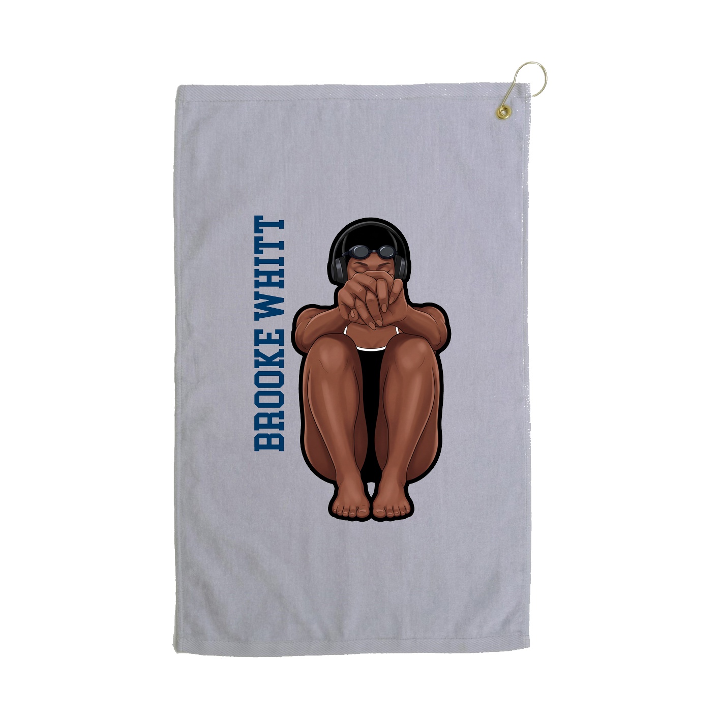 Golf Towel — Name Vertical in Grey