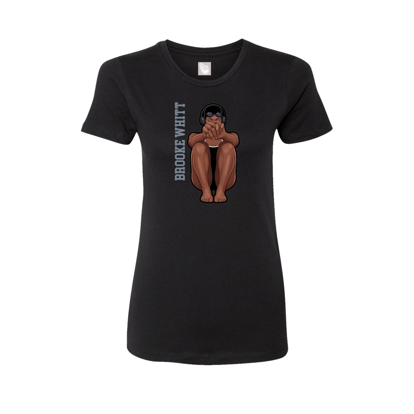 Fitted Women's Tee — Name Vertical in Black