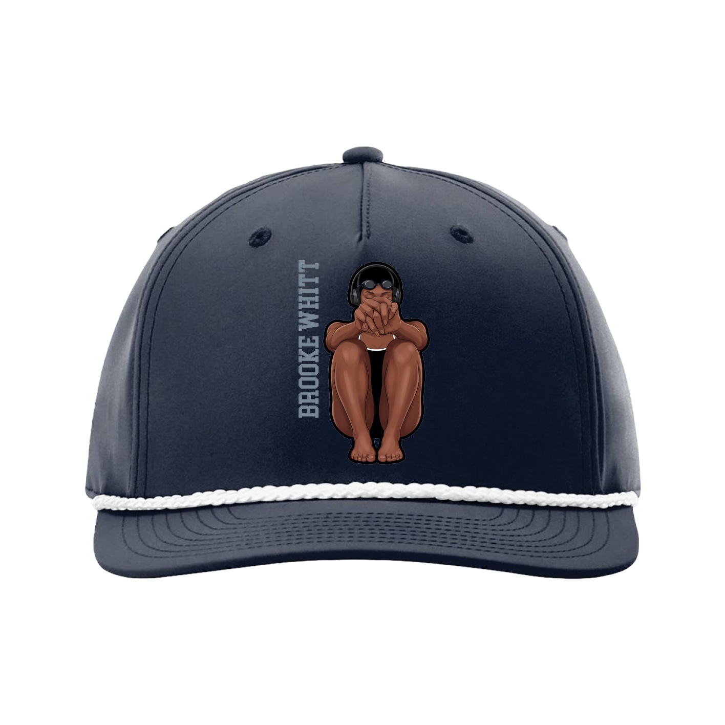 Five-Panel Classic Rope Cap — Name Vertical in Navy