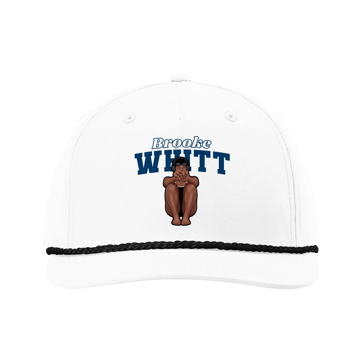 Five-Panel Classic Rope Cap — Name Arch in White