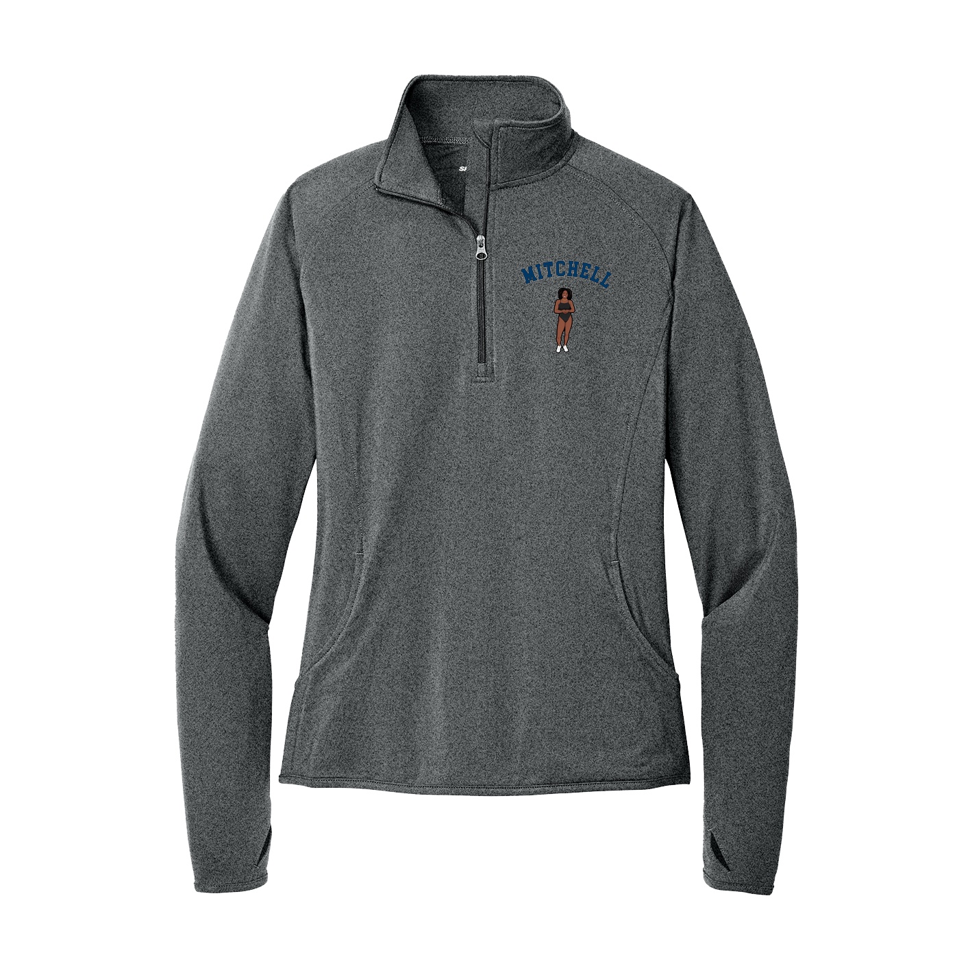 Women's Q-Zip Pullover — Shirsey Arch in Grey