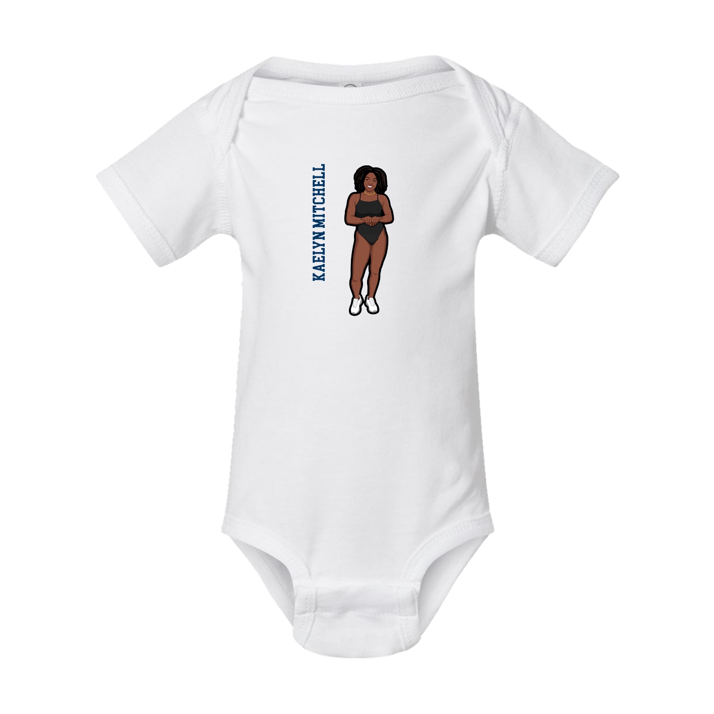Baby Onesie — Name Vertical in White
