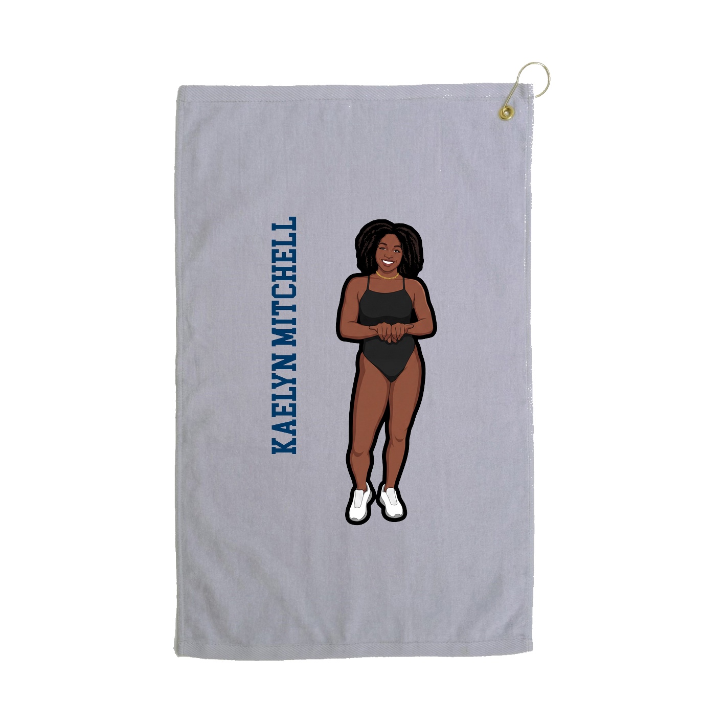 Golf Towel — Name Vertical in Grey