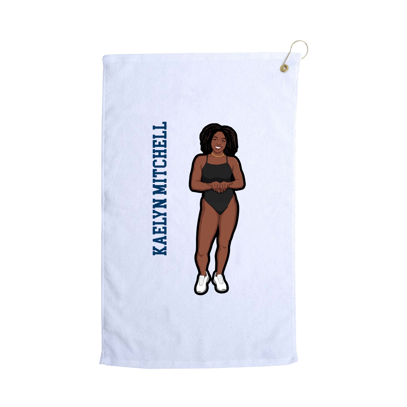 Golf Towel — Name Vertical in White