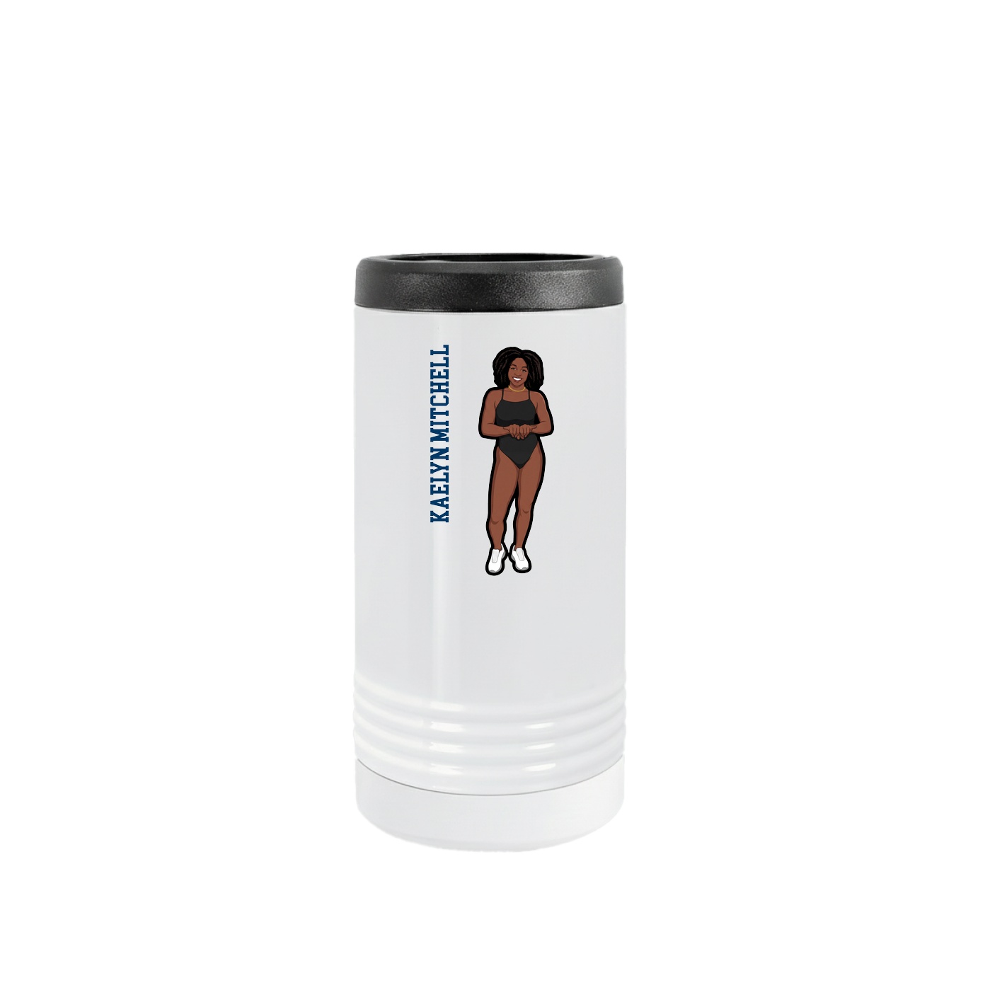 Slim Beverage Holder — Name Vertical in White