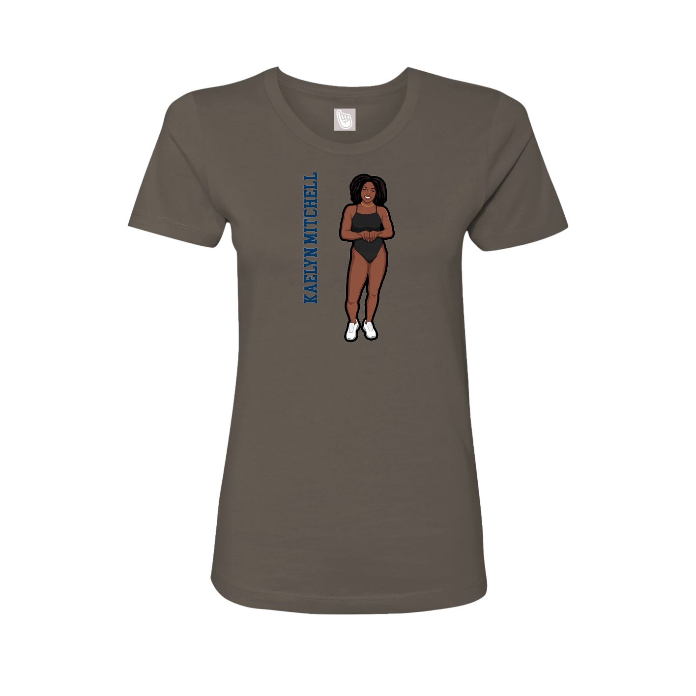 Fitted Women's Tee — Name Vertical in Grey