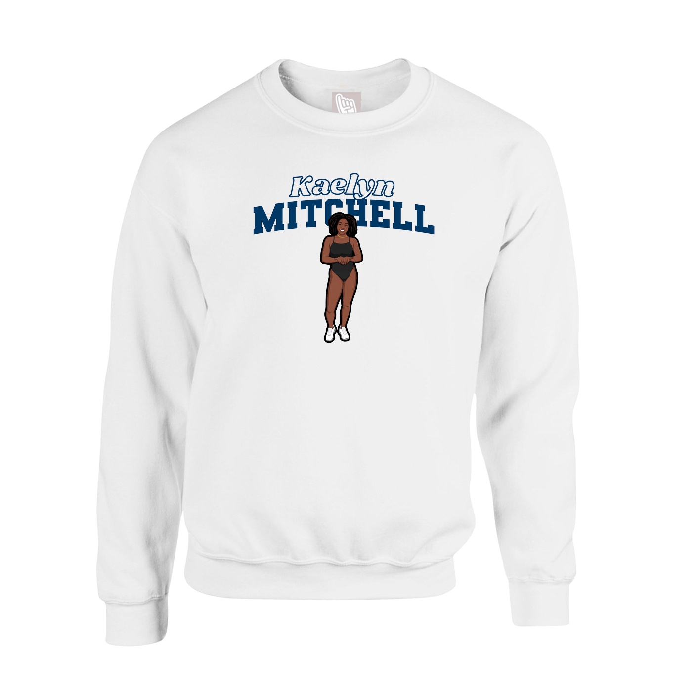 Fleece Crew — Name Arch in White