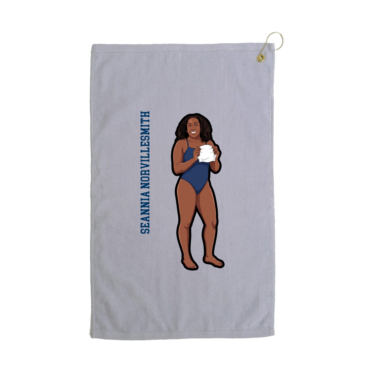Golf Towel — Name Vertical in Grey