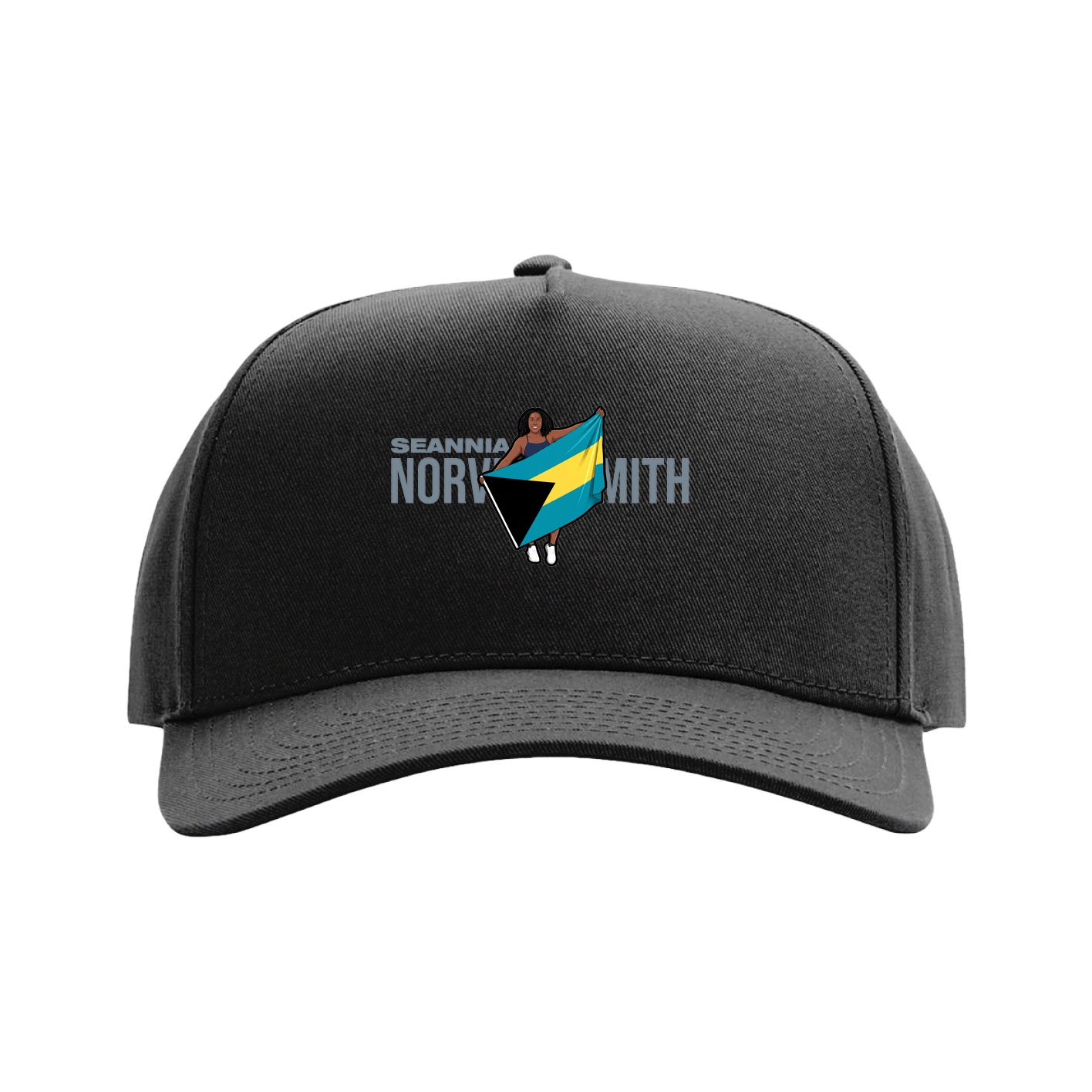 Full Fabric Five-Panel Champ Cap — Player Name in Black