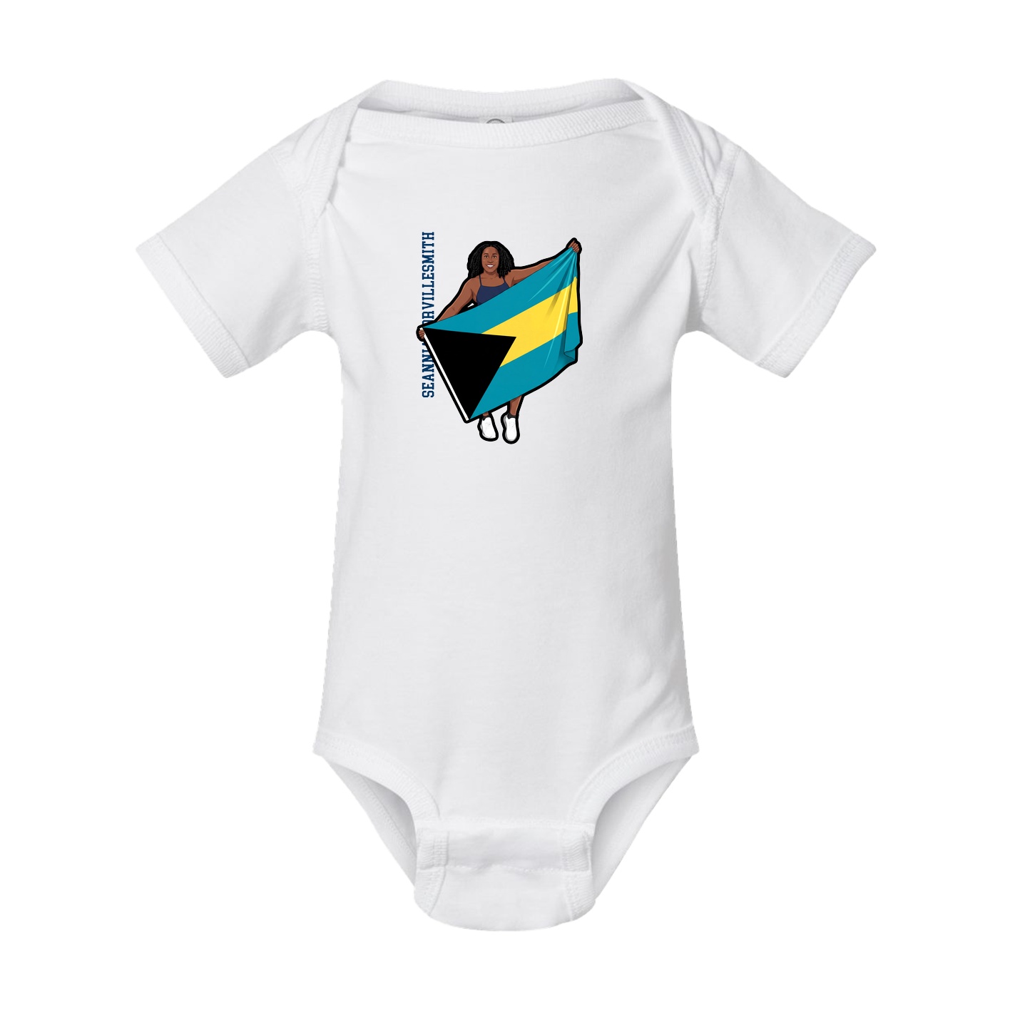 Baby Onesie — Name Vertical in White