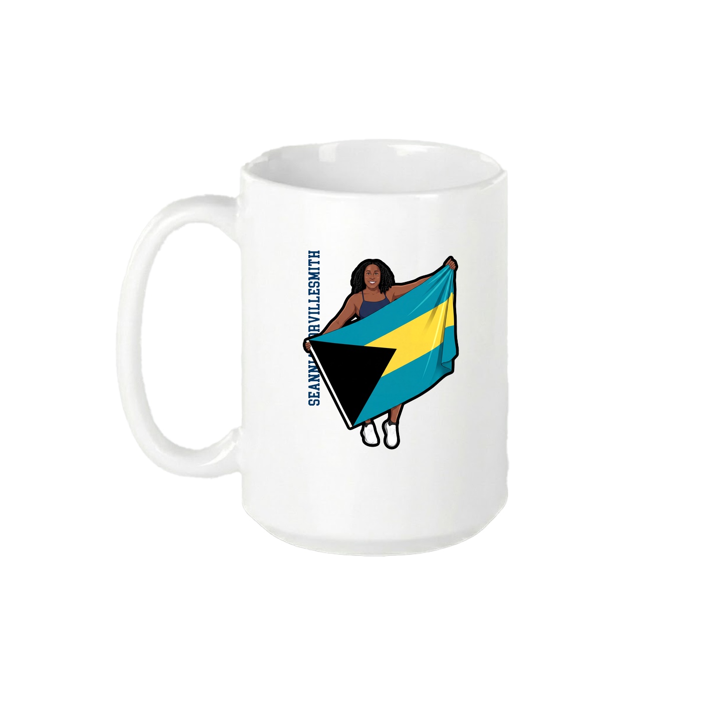 15oz Coffee Mug — Name Vertical in White