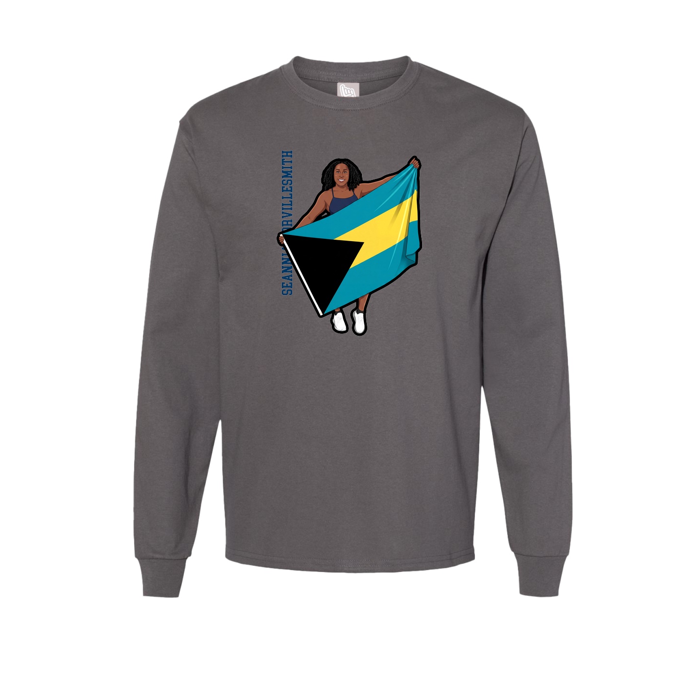 Long Sleeve Tee — Name Vertical in Grey